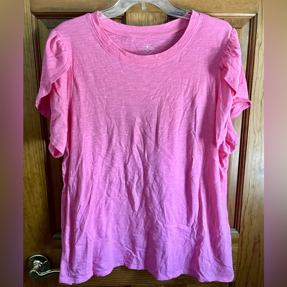 St. John's Bay Vibrant Pink Short Tulip Sleeve Top